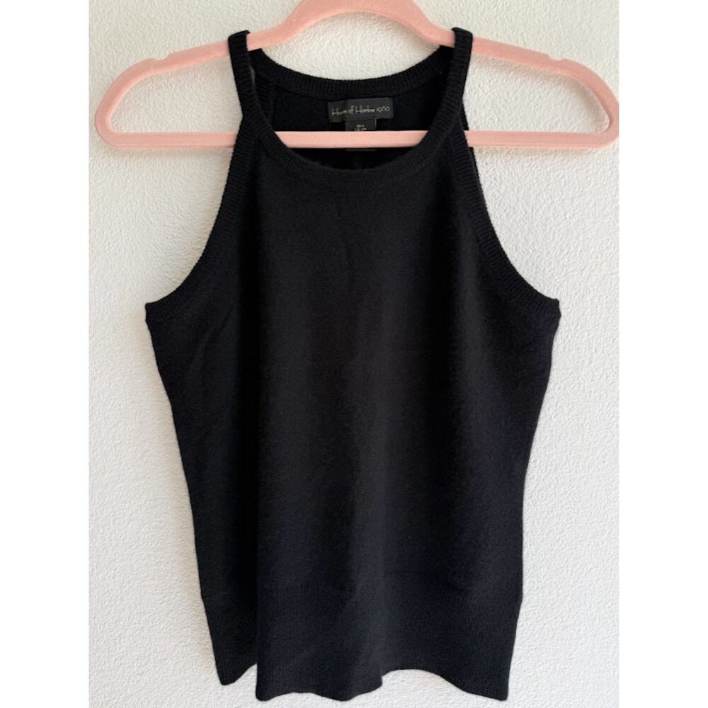 House of Harlow 1960 100% Cashmere High Neck Tank Top in Black size Small NWOT - Picture 2 of 10